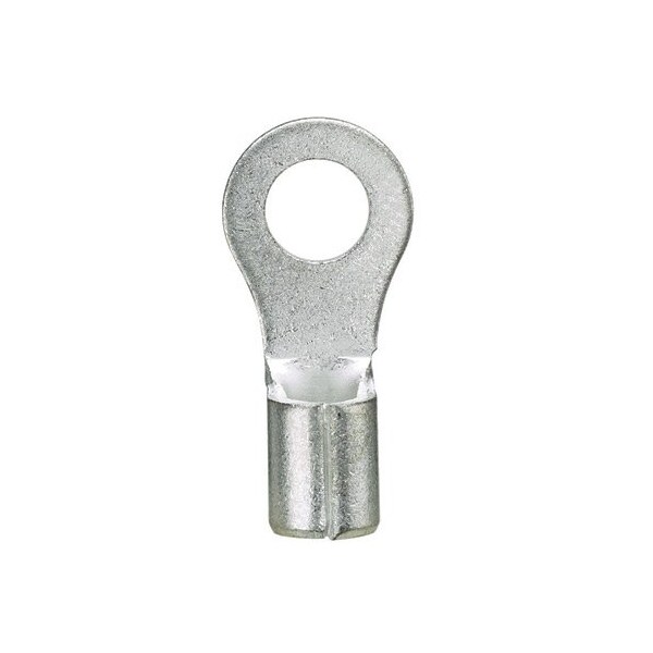 Ring Terminal, #2 Stud Size, 22 AWG, 2,000 V, Bare Insulated, Bare, 1000 PK